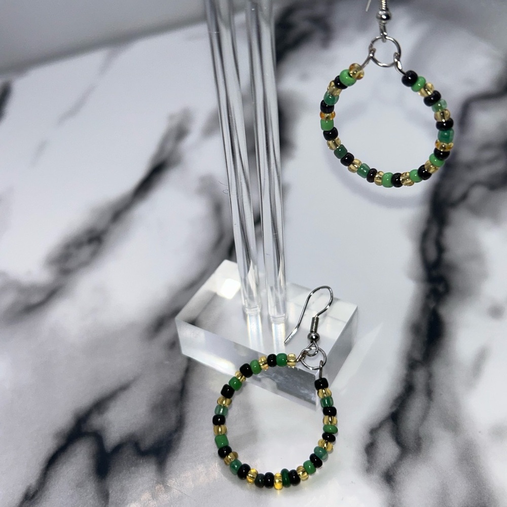 Elegant Jamaican Beaded Hoop Earrings